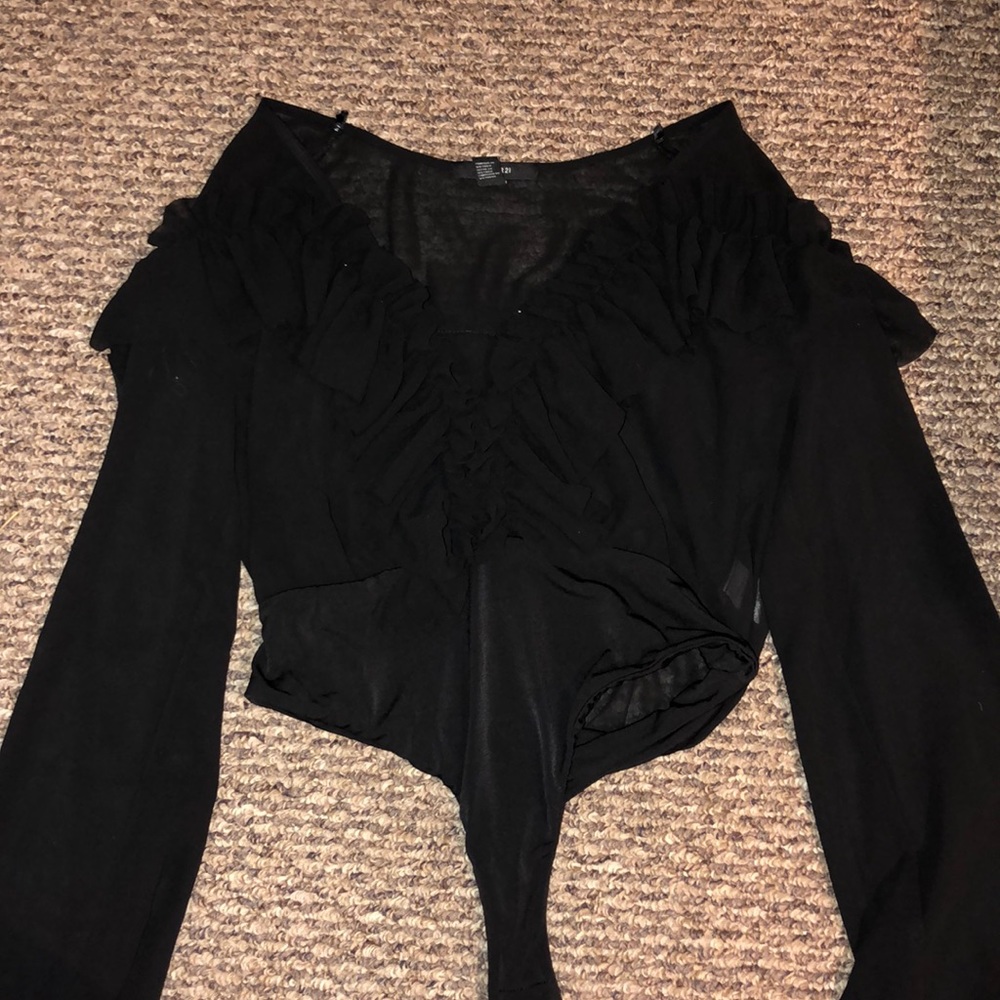 Black mesh F21 bodysuit